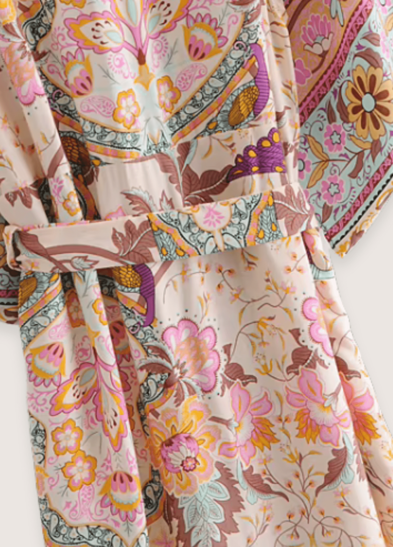 Kimono long fleuri rose pâle Kimono long fleuri rose pâle